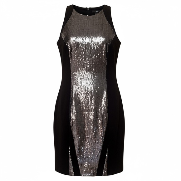 H&M | Black and Silver Sequin Sleeveless Mini Dress Size 2 Small - Picture 7 of 16